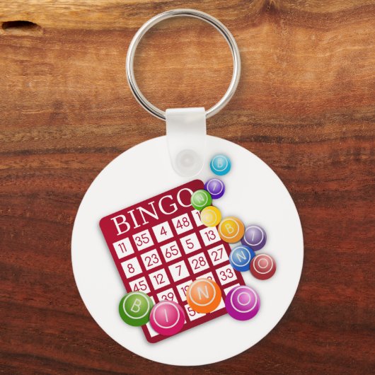 Red Bingo Card in Balls Doppelseitiger Keychanin Schlüsselanhänger (Vorderseite)