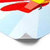 Red Biplane Grafik mit Blue Star Burst Poster (Ecke)