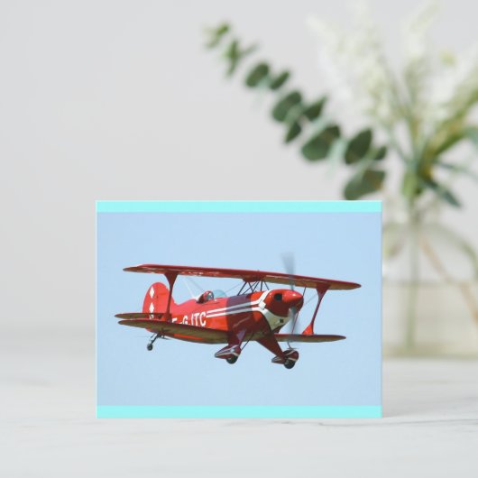 Red Biplane Postkarte (Stehend Vorderseite)