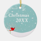 Red Bird 1. Weihnachtspaare Foto Ornament (Vorne)