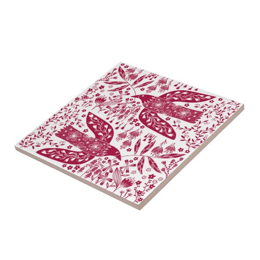 Red Bird Art Fliese (Seite)