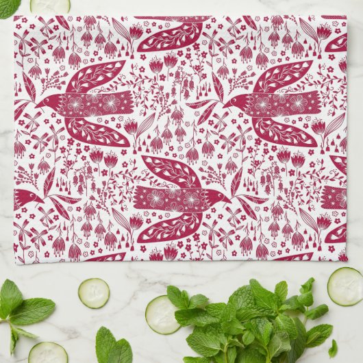 Red Bird Art Geschirrtuch (Gefaltet)