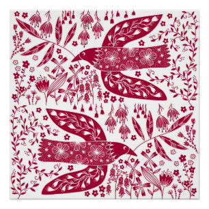 Red Bird Art Poster