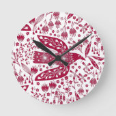 Red Bird Art Runde Wanduhr (Vorderseite)