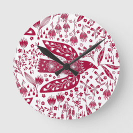 Red Bird Art Runde Wanduhr