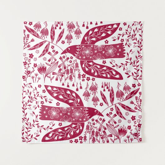 Red Bird Art Wandteppich (Vorderseite)