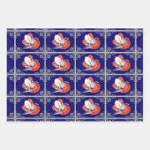 Red Bird auf Blue-Red-Personalisiert Blue und Silv Geschenkpapier Set (Vorderseite)