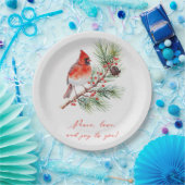 Red Bird Cardinal Christmas Paper Plate Pappteller (Party)