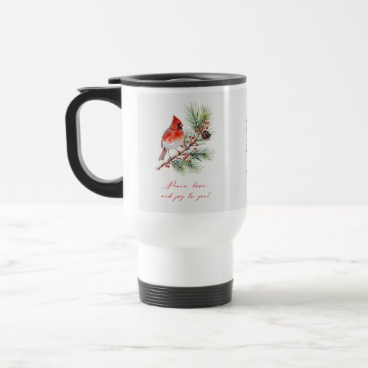 Red Bird Cardinal Christmas Travel Mug Reisebecher (Links)