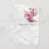 Red Bird & Floral Wedding Advice Cards Hinweiskarte (Vorne/Hinten)