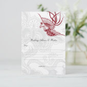 Red Bird & Floral Wedding Advice Cards Hinweiskarte (Stehend Vorderseite)