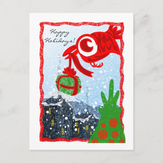 Red Bird Gift Postcard Feiertagspostkarte (Vorderseite)