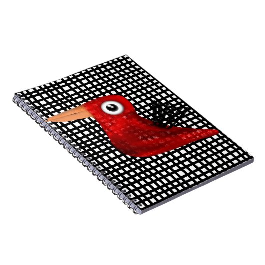 Red Bird Gingham Bio Rupydetequila line Black Notizblock (Rechte Seite)