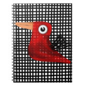 Red Bird Gingham Bio Rupydetequila line Black Notizblock (Vorderseite)