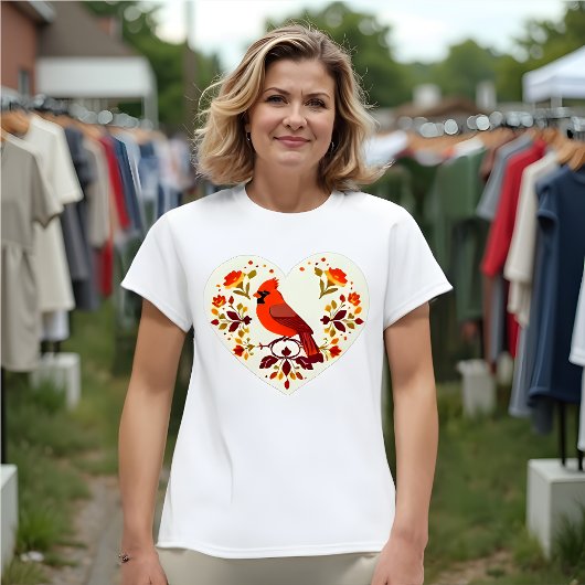 Red Bird (Kardinal) Lover - Boho Folk Art T-Shirt