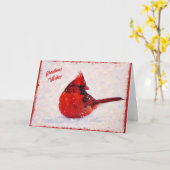 Red Bird Kardinal und Schneehochkarte Karte (Gelbe Blume)