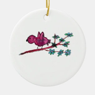 Red Bird Keramik Ornament
