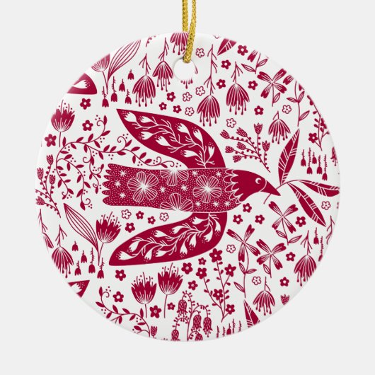 Red Bird Keramik Ornament (Vorne)