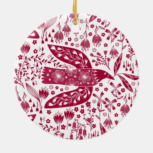 Red Bird Keramik Ornament (Hinten)