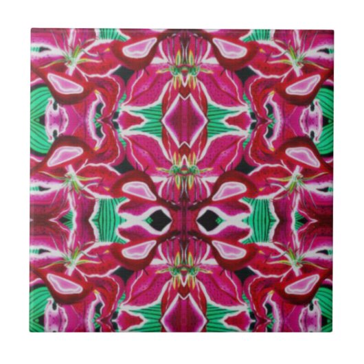 Red Bird Lily Tile Fliese (Vorderseite)