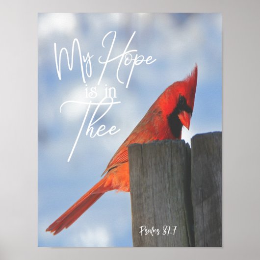 Red Bird mit Psalms Hope Bible Verse Poster (Vorne)