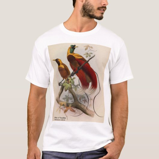 Red Bird of Paradise, Front- und Reverse-Artwork T-Shirt (Vorderseite)