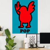 Red Bird Pop Art Poster - Fun Cartoon Tierdesign (Heimbüro)