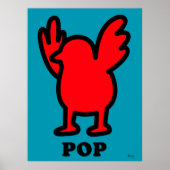 Red Bird Pop Art Poster - Fun Cartoon Tierdesign (Vorne)