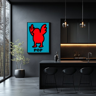 Red Bird Pop Art Poster - Fun Cartoon Tierdesign