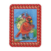 RED BIRD SANTA, GOOD CHEER CHRISTMAS KARDINAL MAGNET (Vertikal)