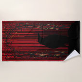 Red Bird Silhouette Black Raven Strandtuch (Vorderseite)