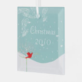 Red Bird Snow Frozen Tree Weihnachtsschmuck (Vorderseite links)