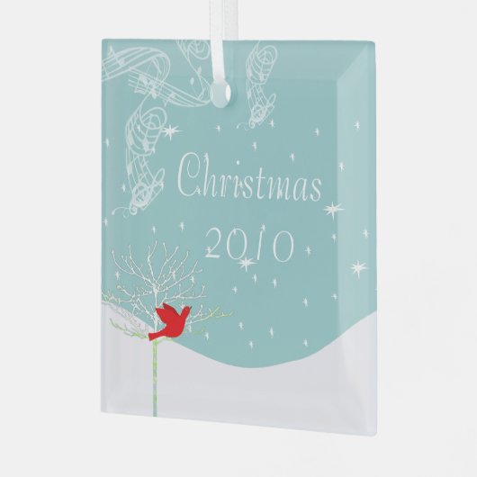 Red Bird Snow Frozen Tree Weihnachtsschmuck (Vorderseite links)