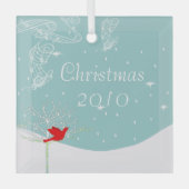 Red Bird Snow Frozen Tree Weihnachtsschmuck (Vorderseite)