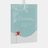 Red Bird Snow Frozen Tree Weihnachtsschmuck (Vorderseite Rechts)