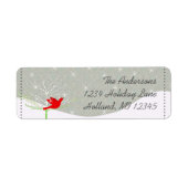 Red Bird Snow Stars Grau Damask Rücksendeadresse (Vorne)