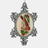 Red Bird Snowflake Pewter Weihnachtsschmuck Schneeflocken Zinn-Ornament (Links)