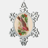 Red Bird Snowflake Pewter Weihnachtsschmuck Schneeflocken Zinn-Ornament (Rechts)
