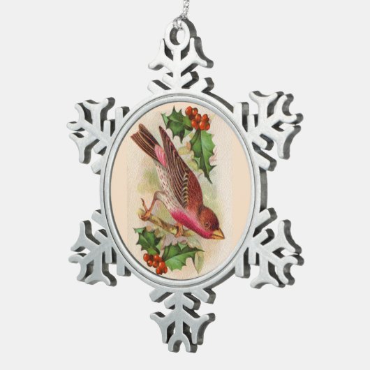 Red Bird Snowflake Pewter Weihnachtsschmuck Schneeflocken Zinn-Ornament (Rechts)