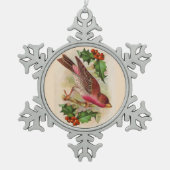 Red Bird Snowflake Pewter Weihnachtsschmuck Schneeflocken Zinn-Ornament (Vorderseite)