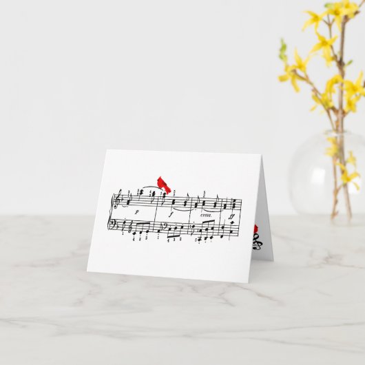 Red Bird und Musiknote Card Karte (Gelbe Blume)