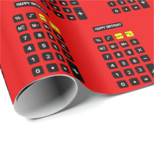 Red Birthday Calculator Geschenkpapier