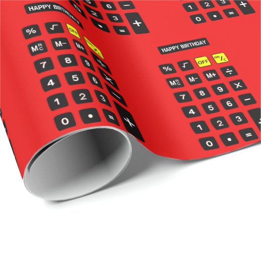 Red Birthday Calculator Geschenkpapier (Rolleneckpunkt)