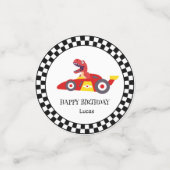 Red Birthday Dinosaurier Rennfahrer Kindername Konfetti (Klein Vorderseite)