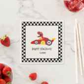 Red Birthday Dinosaurier Rennfahrer Kindername Serviette (Beispiel)