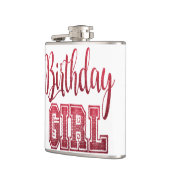 Red Birthday Girl Text Flachmann (Links)