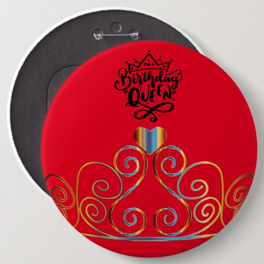 Red Birthday Queen Button (Vorne & Hinten)