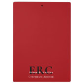 Red Black 3-Letter Logo Monogram clipboard Klemmbrett (Rückseite)