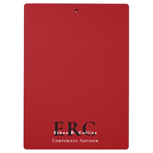 Red Black 3-Letter Logo Monogram clipboard Klemmbrett (Rückseite)