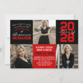 Red & Black 4 Foto Abschluss Ankündigung (Vorderseite)